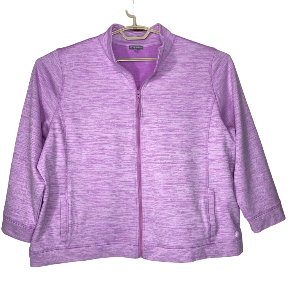 T for Talbots Sweatshirt Size 3X P Plus Petite Full Zip Heathered Lilac Purple - Picture 12 of 12